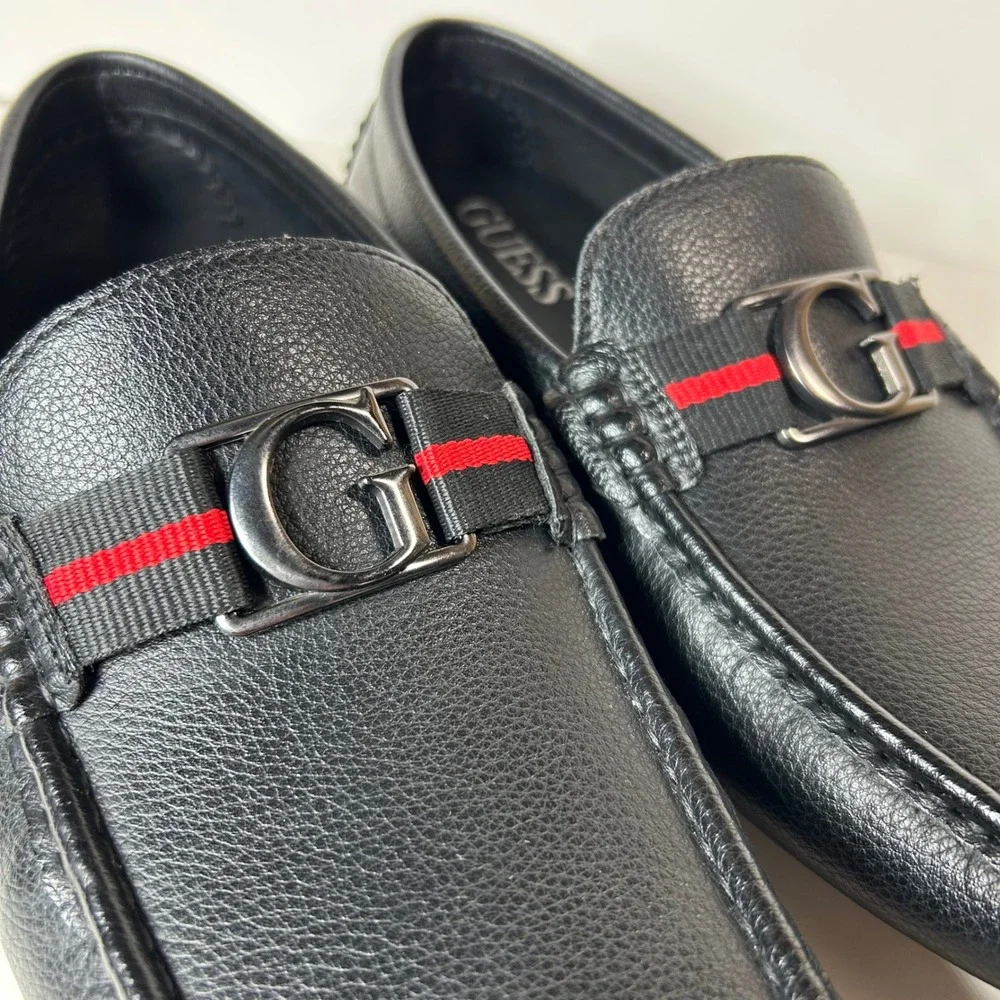 GUESS Mens GMASKERS Black Pebbled G-Logo Driver Loafers Size 10.5M